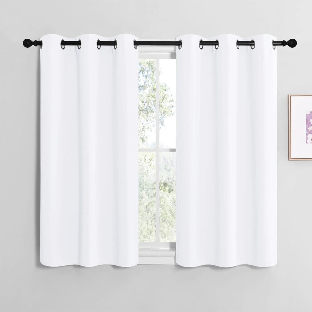 NEW NICETOWN White 50% Sunlight Curtains 42 x 40 2 Panels w/ Grommets Window